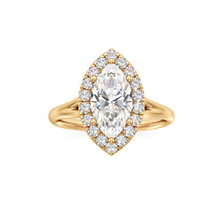 Split Plain Halo Round Engagement Ring