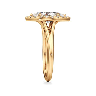 Split Plain Halo Round Engagement Ring