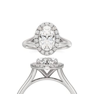 Split Plain Halo Round Engagement Ring