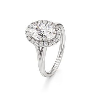 Split Plain Halo Round Engagement Ring