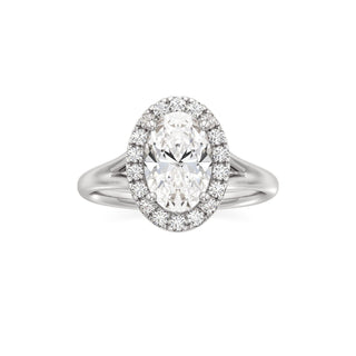 Split Plain Halo Round Engagement Ring