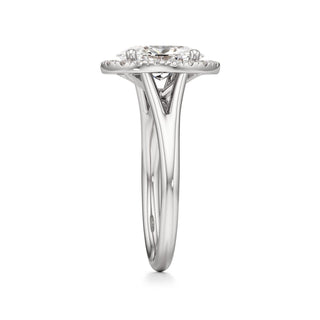 Split Plain Halo Round Engagement Ring