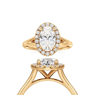 Split Plain Halo Round Engagement Ring
