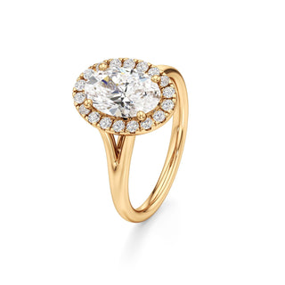 Split Plain Halo Round Engagement Ring