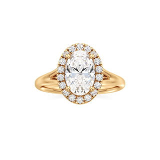 Split Plain Halo Round Engagement Ring