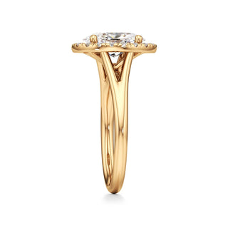 Split Plain Halo Round Engagement Ring