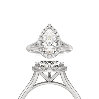 Split Plain Halo Round Engagement Ring