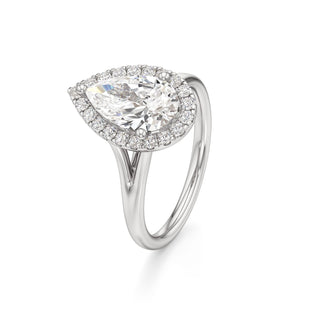 Split Plain Halo Round Engagement Ring