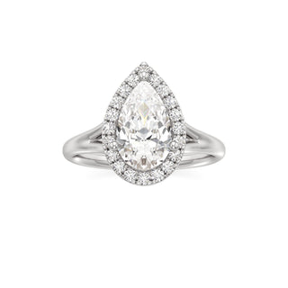 Split Plain Halo Round Engagement Ring