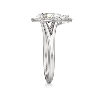 Split Plain Halo Round Engagement Ring