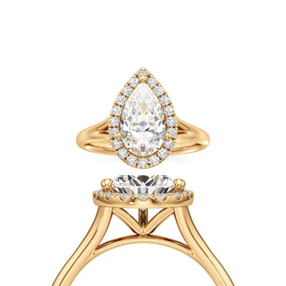 Split Plain Halo Round Engagement Ring