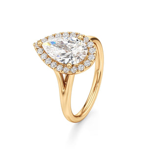 Split Plain Halo Round Engagement Ring