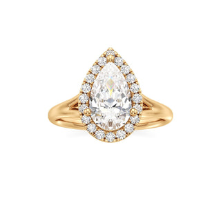 Split Plain Halo Round Engagement Ring