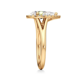 Split Plain Halo Round Engagement Ring