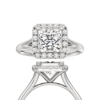 Split Plain Halo Round Engagement Ring