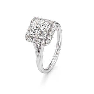 Split Plain Halo Round Engagement Ring