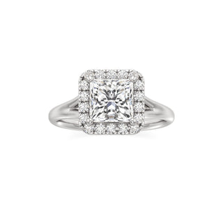 Split Plain Halo Round Engagement Ring