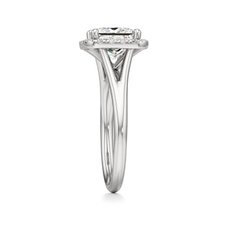 Split Plain Halo Round Engagement Ring
