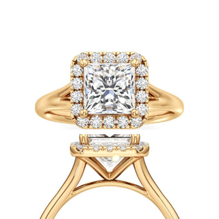 Split Plain Halo Round Engagement Ring