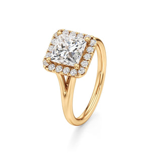 Split Plain Halo Round Engagement Ring