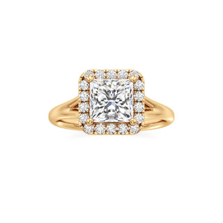 Split Plain Halo Round Engagement Ring