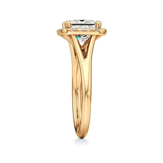 Split Plain Halo Round Engagement Ring