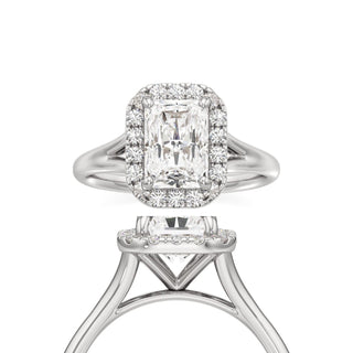 Split Plain Halo Round Engagement Ring