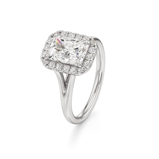 Split Plain Halo Round Engagement Ring