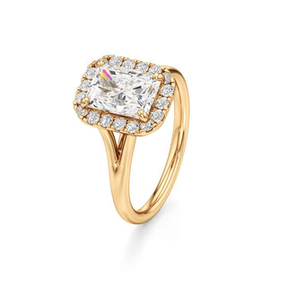 Split Plain Halo Round Engagement Ring