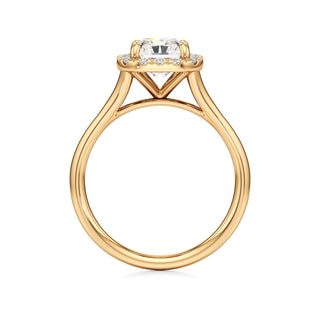 Split Plain Halo Round Engagement Ring