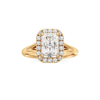 Split Plain Halo Round Engagement Ring