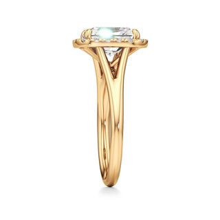 Split Plain Halo Round Engagement Ring