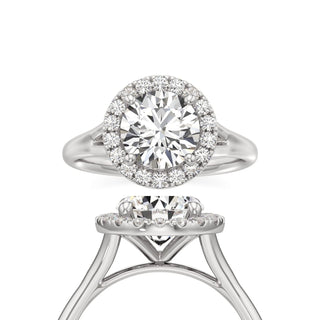 Split Plain Halo Round Engagement Ring