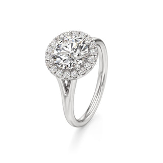 Split Plain Halo Round Engagement Ring