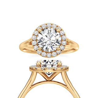 Split Plain Halo Round Engagement Ring