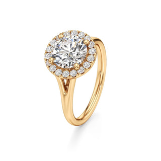 Split Plain Halo Round Engagement Ring