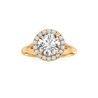 Split Plain Halo Round Engagement Ring