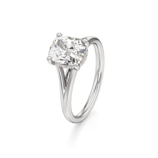Split Plain Hidden Halo Marquise Engagement Ring