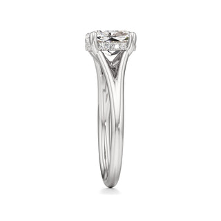 Split Plain Hidden Halo Marquise Engagement Ring