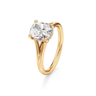 Split Plain Hidden Halo Marquise Engagement Ring
