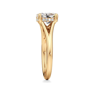 Split Plain Hidden Halo Marquise Engagement Ring