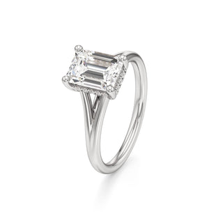 Split Plain Hidden Halo Marquise Engagement Ring