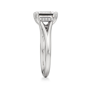 Split Plain Hidden Halo Marquise Engagement Ring