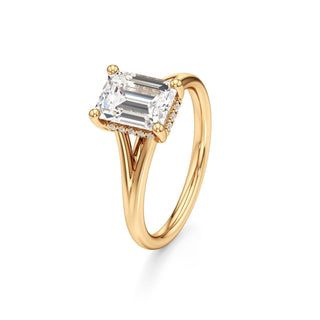 Split Plain Hidden Halo Marquise Engagement Ring