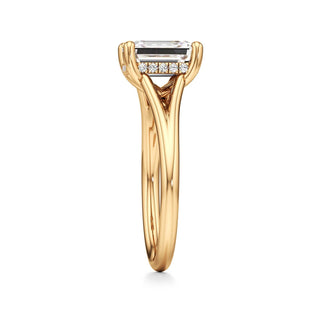 Split Plain Hidden Halo Marquise Engagement Ring