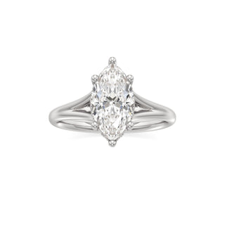 Split Plain Hidden Halo Marquise Engagement Ring
