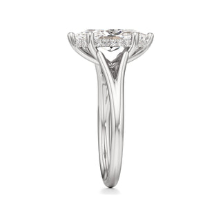 Split Plain Hidden Halo Marquise Engagement Ring