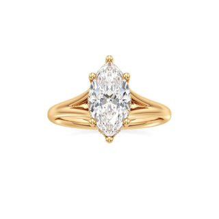 Split Plain Hidden Halo Marquise Engagement Ring