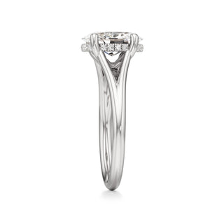 Split Plain Hidden Halo Marquise Engagement Ring