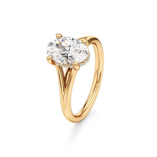 Split Plain Hidden Halo Marquise Engagement Ring
